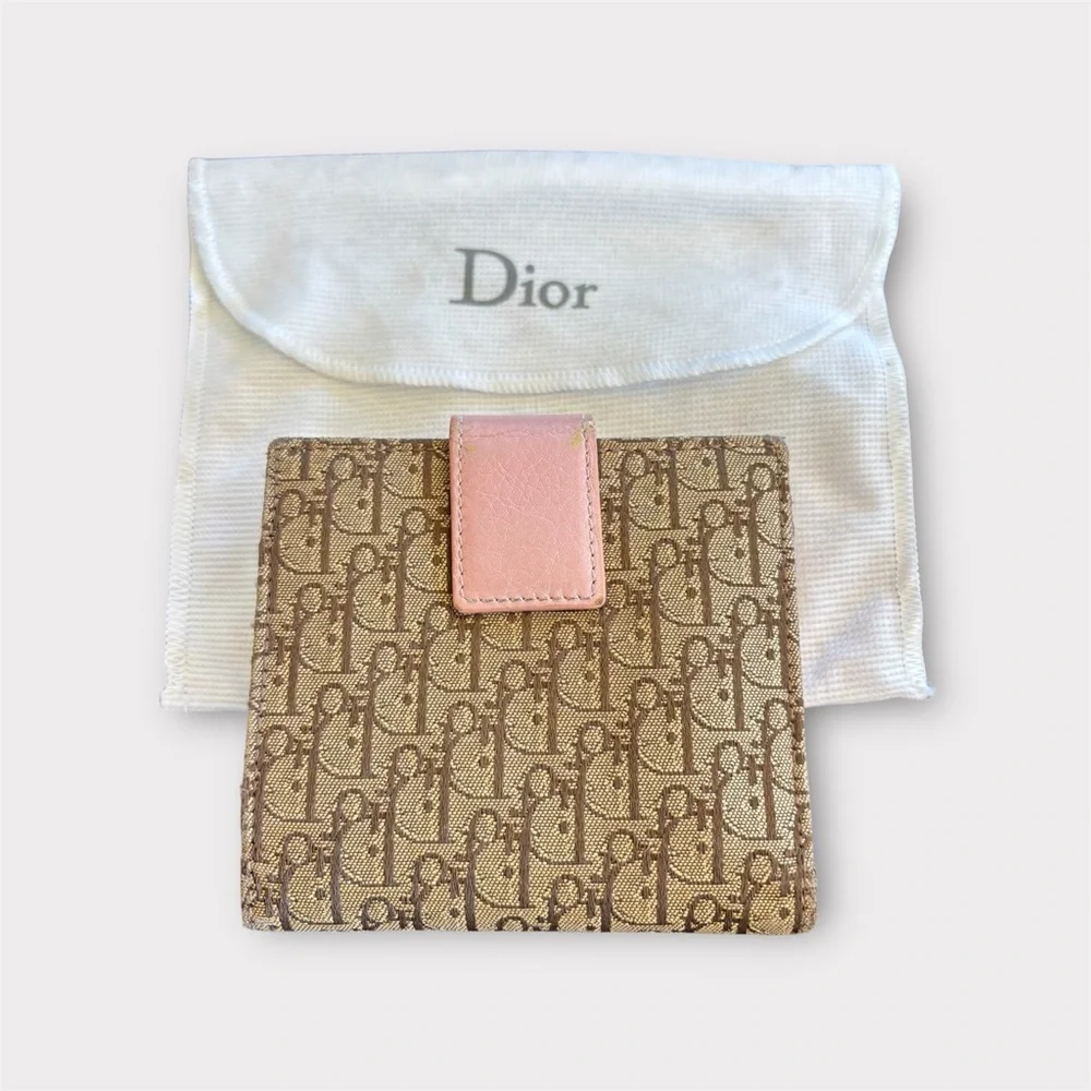 DIOR Oblique Trotter Wallet Pink Trim w/ Box and Card Y2K COA Included